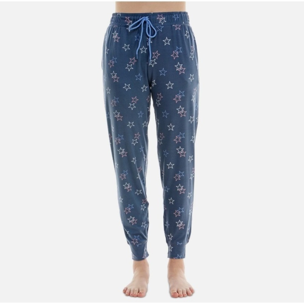 Roudelain Womens Star Print Pajama Jogger Pants Blue Celestial Lounge Medium NWT